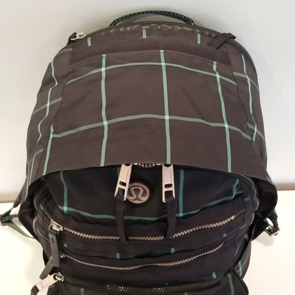 Lululemon Pack To Reality Backpack in Pacific Check Deep Coal Menthol/De…